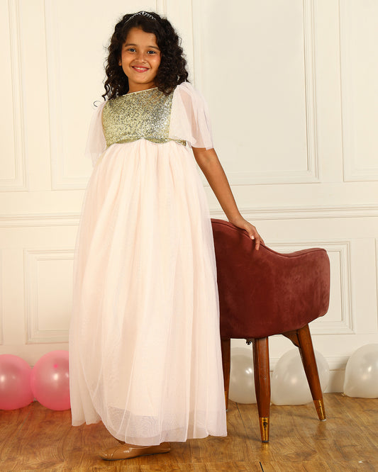 Girls Light Pink Sequin Dress
