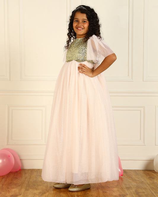Girls Light Pink Sequin Dress