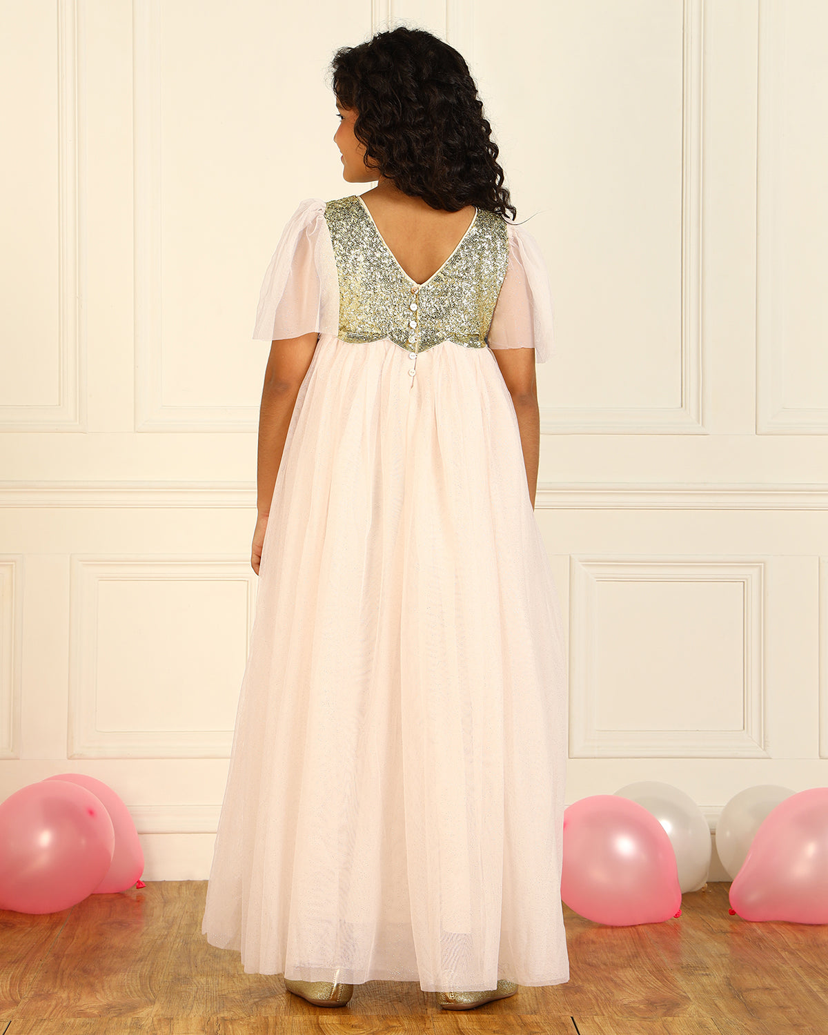 Girls Light Pink Sequin Dress