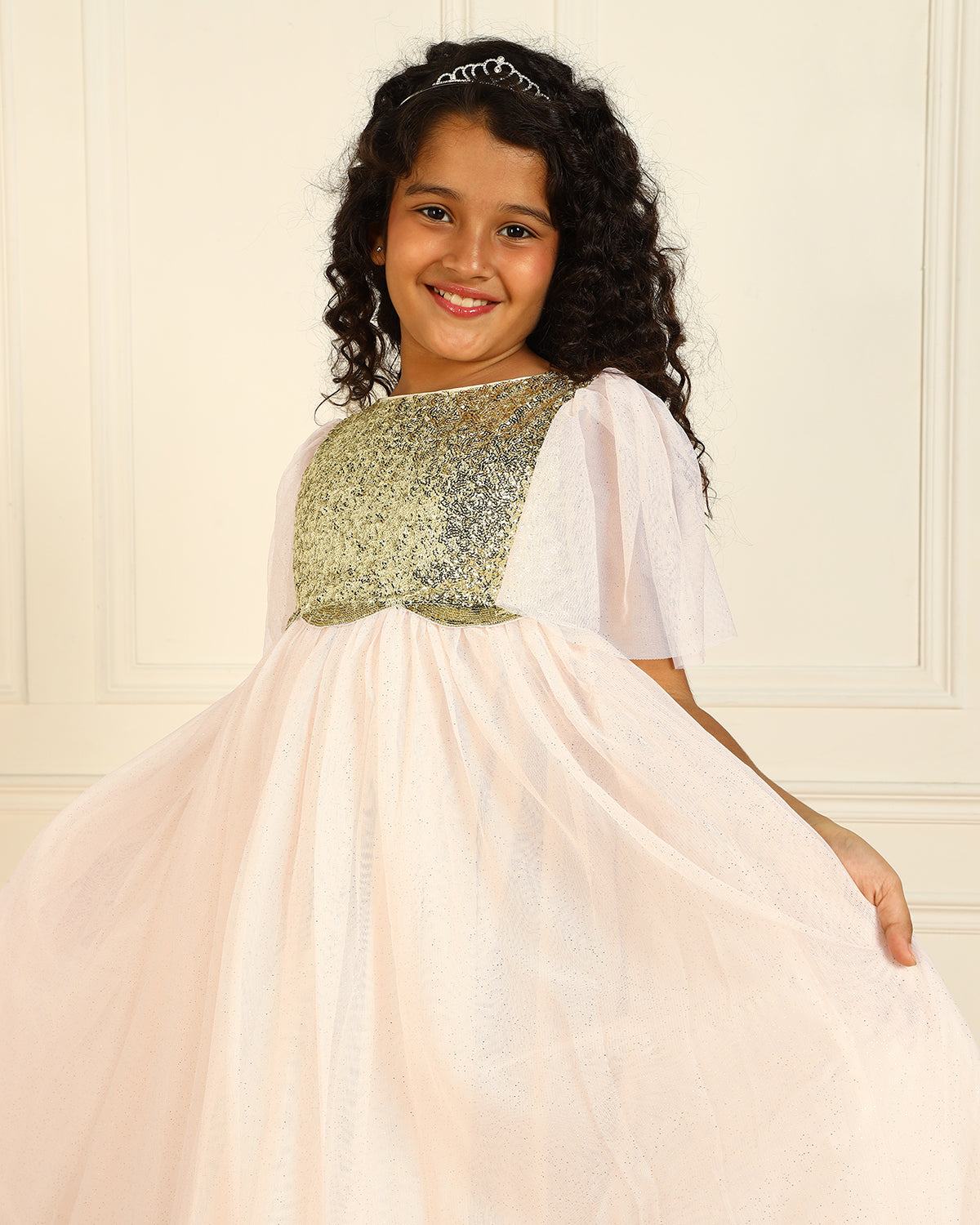 Girls Light Pink Sequin Dress