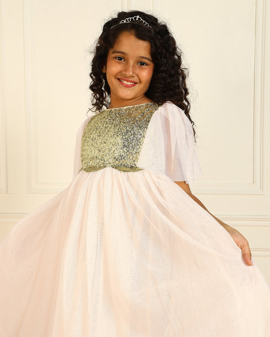 Girls Light Pink Sequin Dress