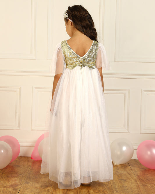 Girls White Sequin Dress