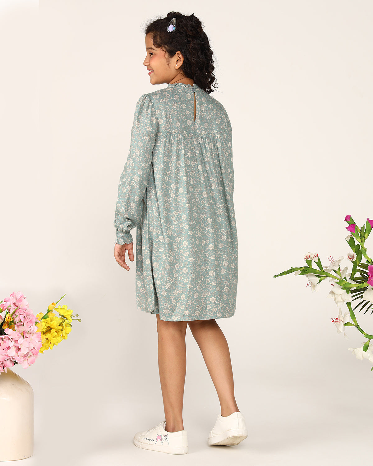 Girls Smocked Floral Dress
