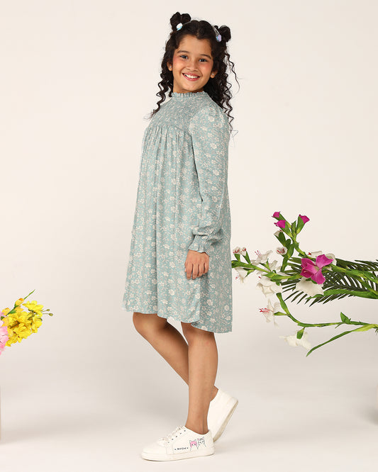 Girls Smocked Floral Dress