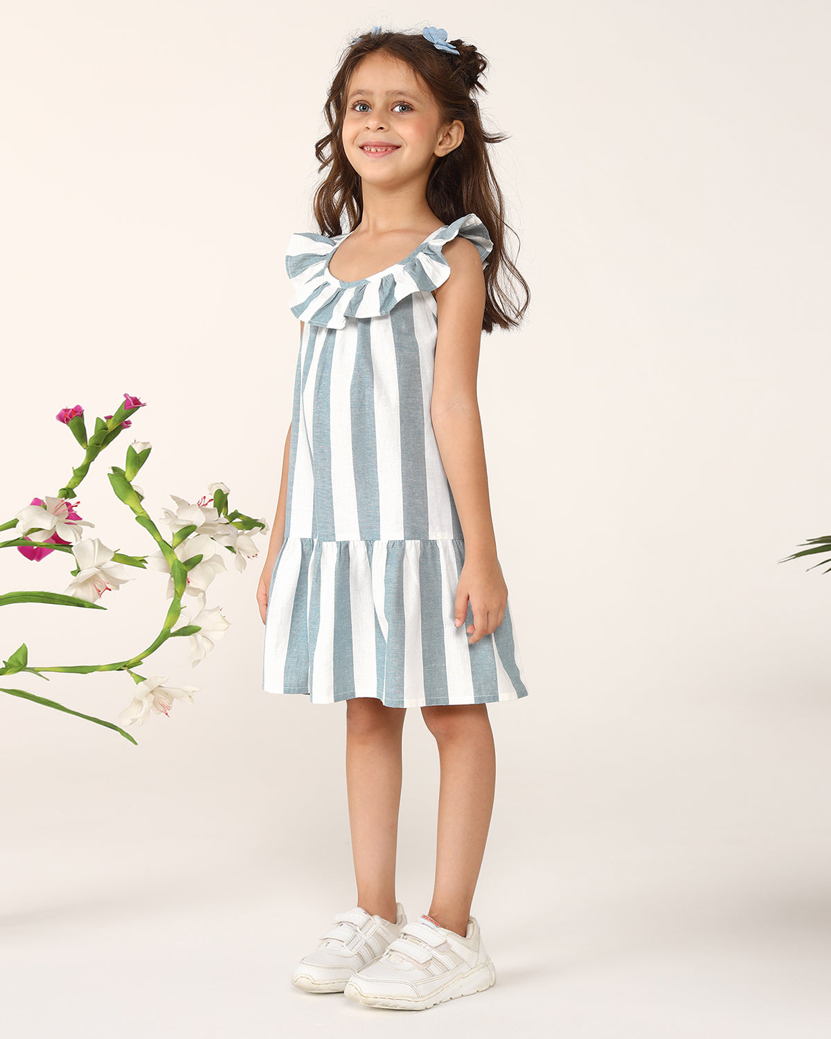 Girls Ruffle Stripe Dress