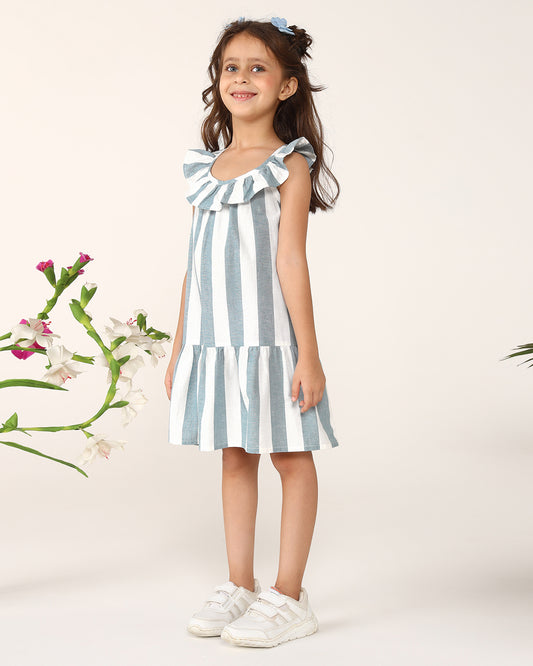 Girls Ruffle Stripe Dress
