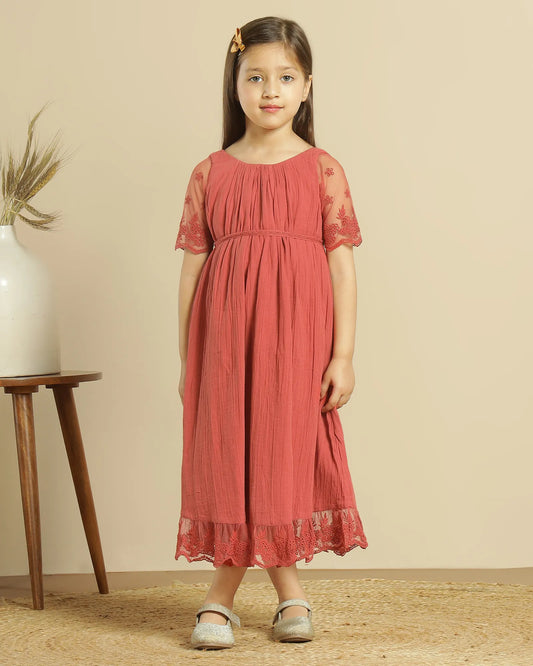 Girls Lace Sleeve Dress