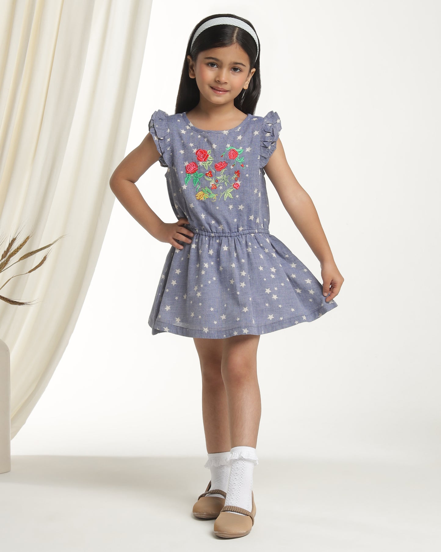 Girls Star Printed Fit & Flare Dress