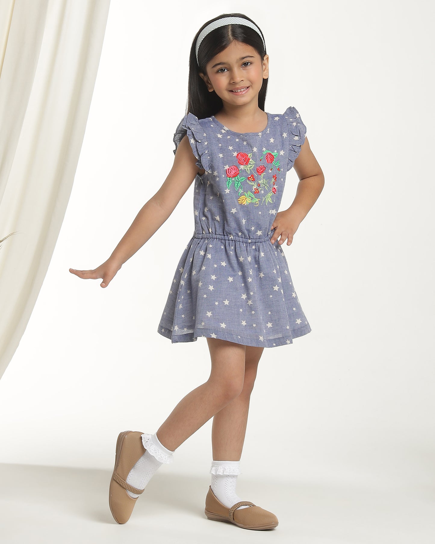 Girls Star Printed Fit & Flare Dress