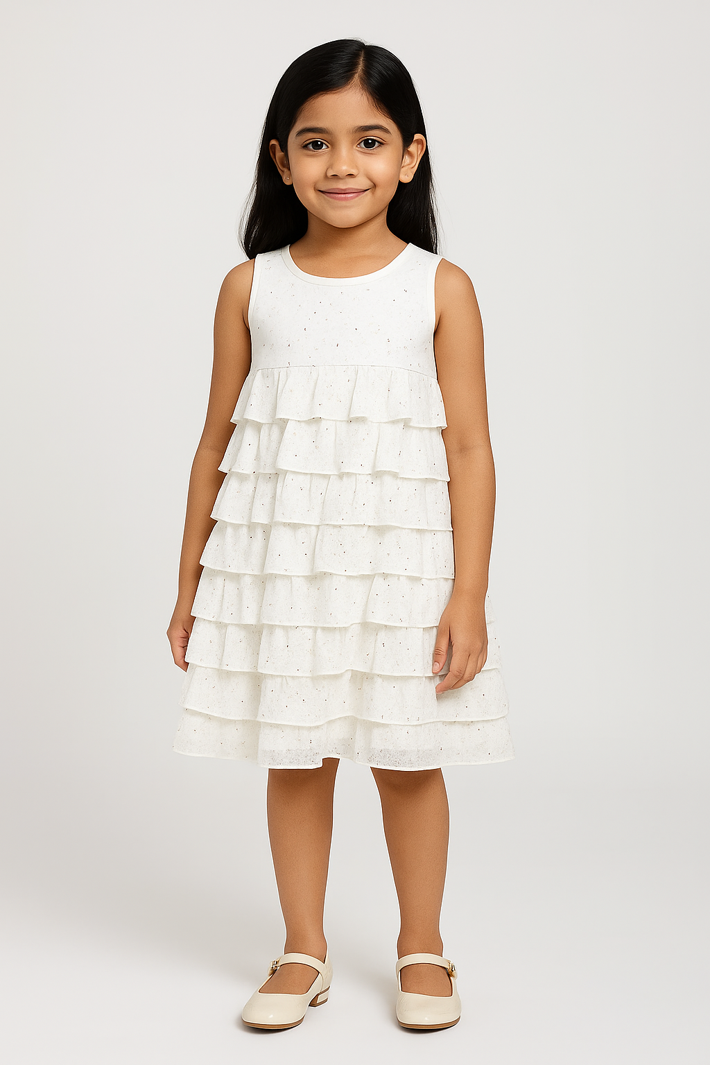 Girls Layered Ruffle Embellished Dress