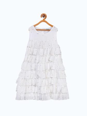 Girls Layered Ruffle Embellished Dress
