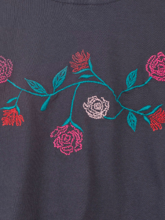 Girls Floral Embroidered Fit & Flare Dress