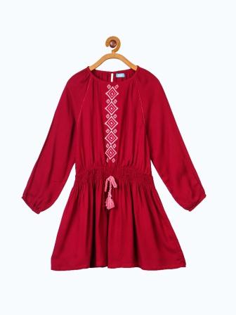 Girls Embroidered Fit & Flare Dress