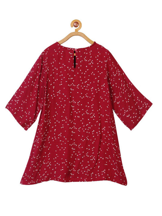 Girls Printed A-Line Embroidered Dress
