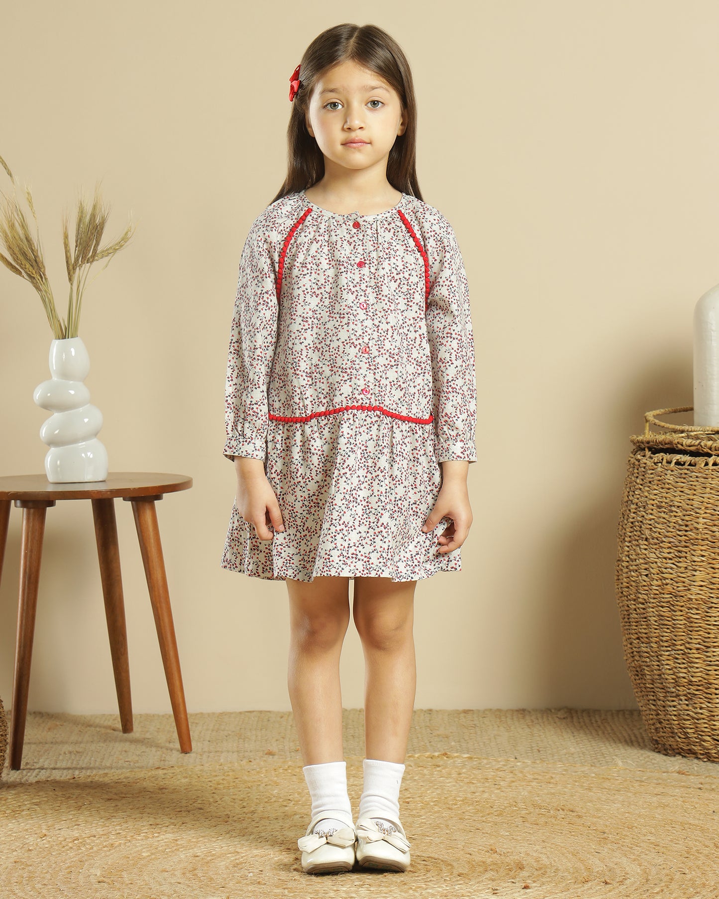 Girls Floral Printed Fit & Flare Dress