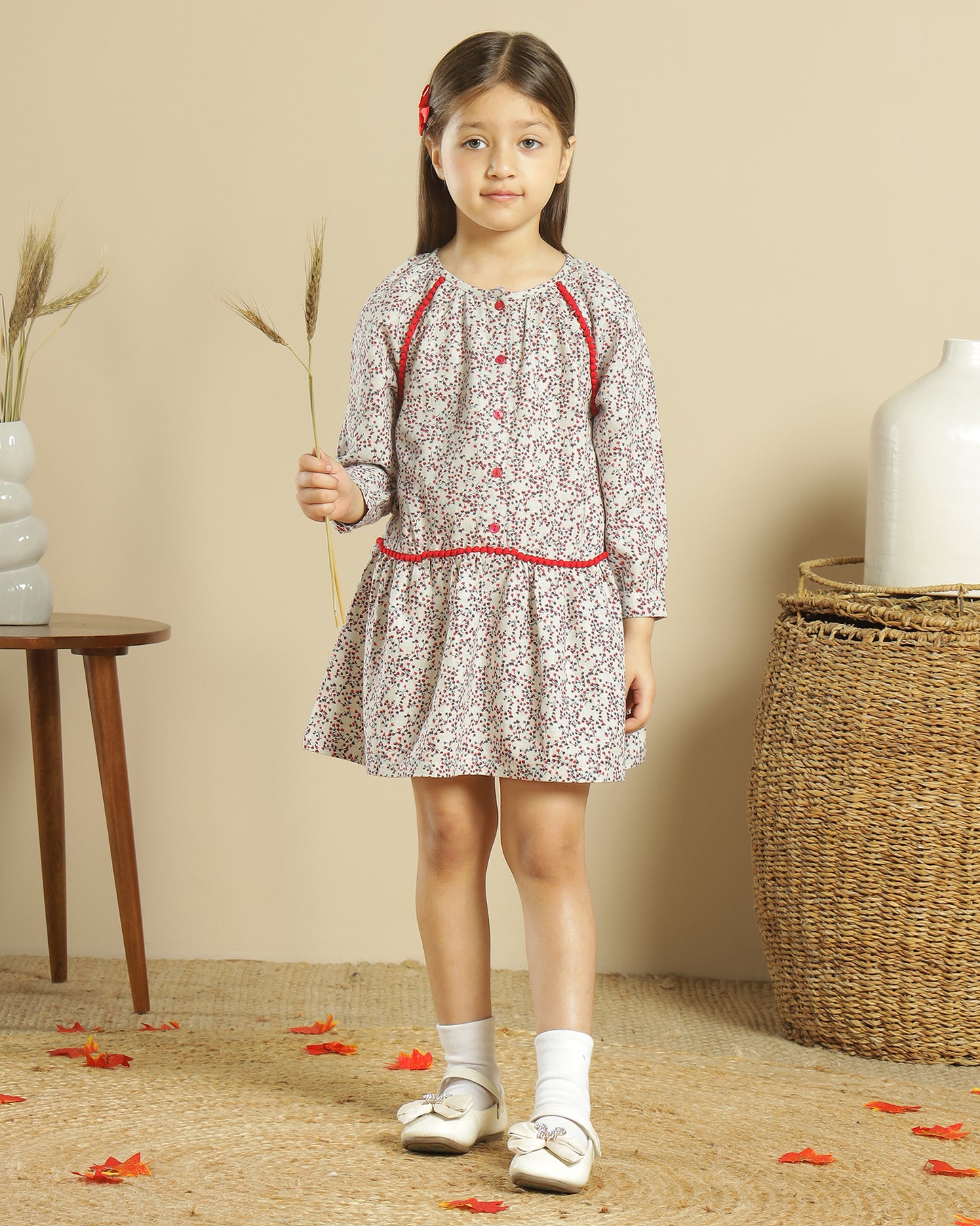 Girls Floral Printed Fit & Flare Dress