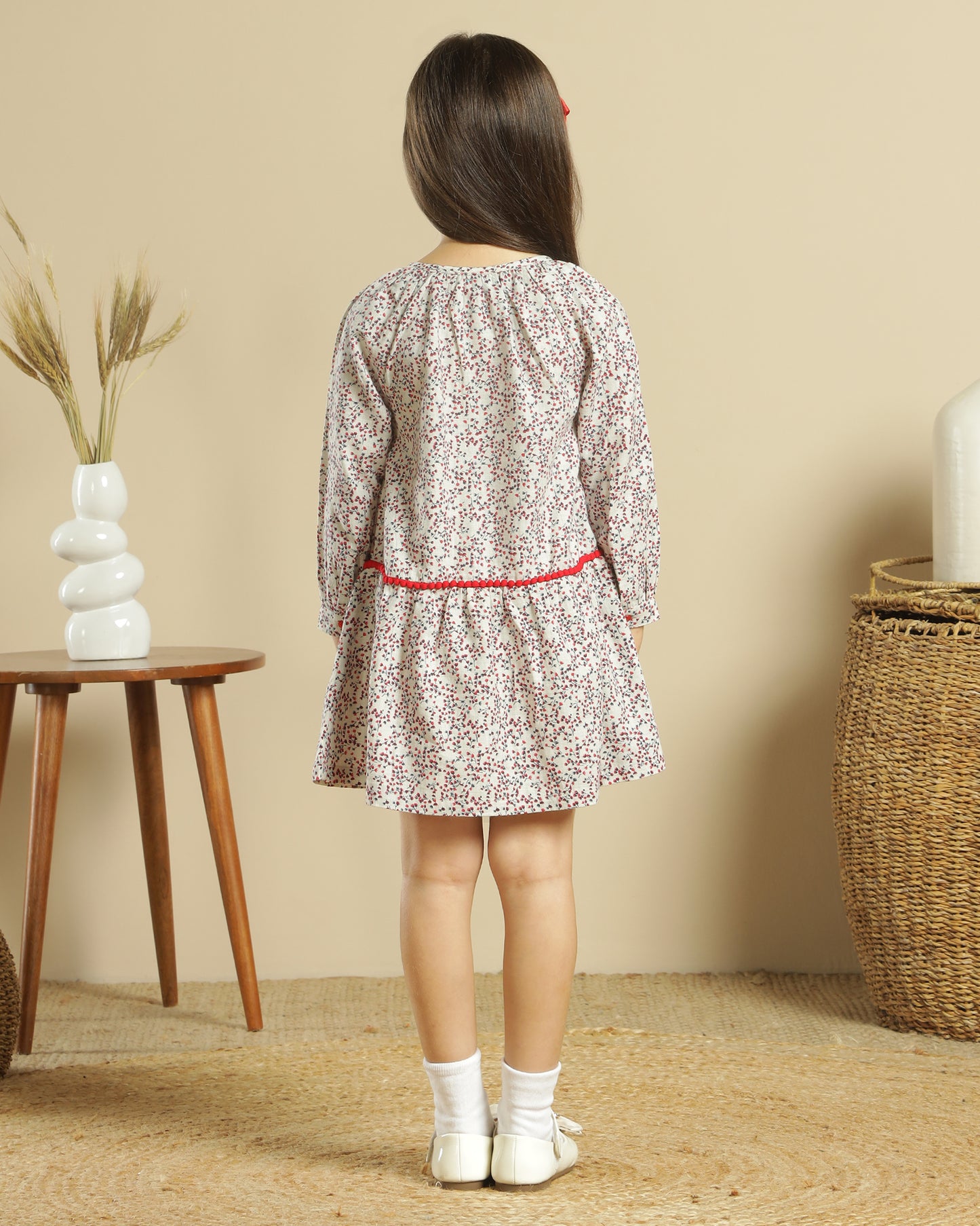 Girls Floral Printed Fit & Flare Dress
