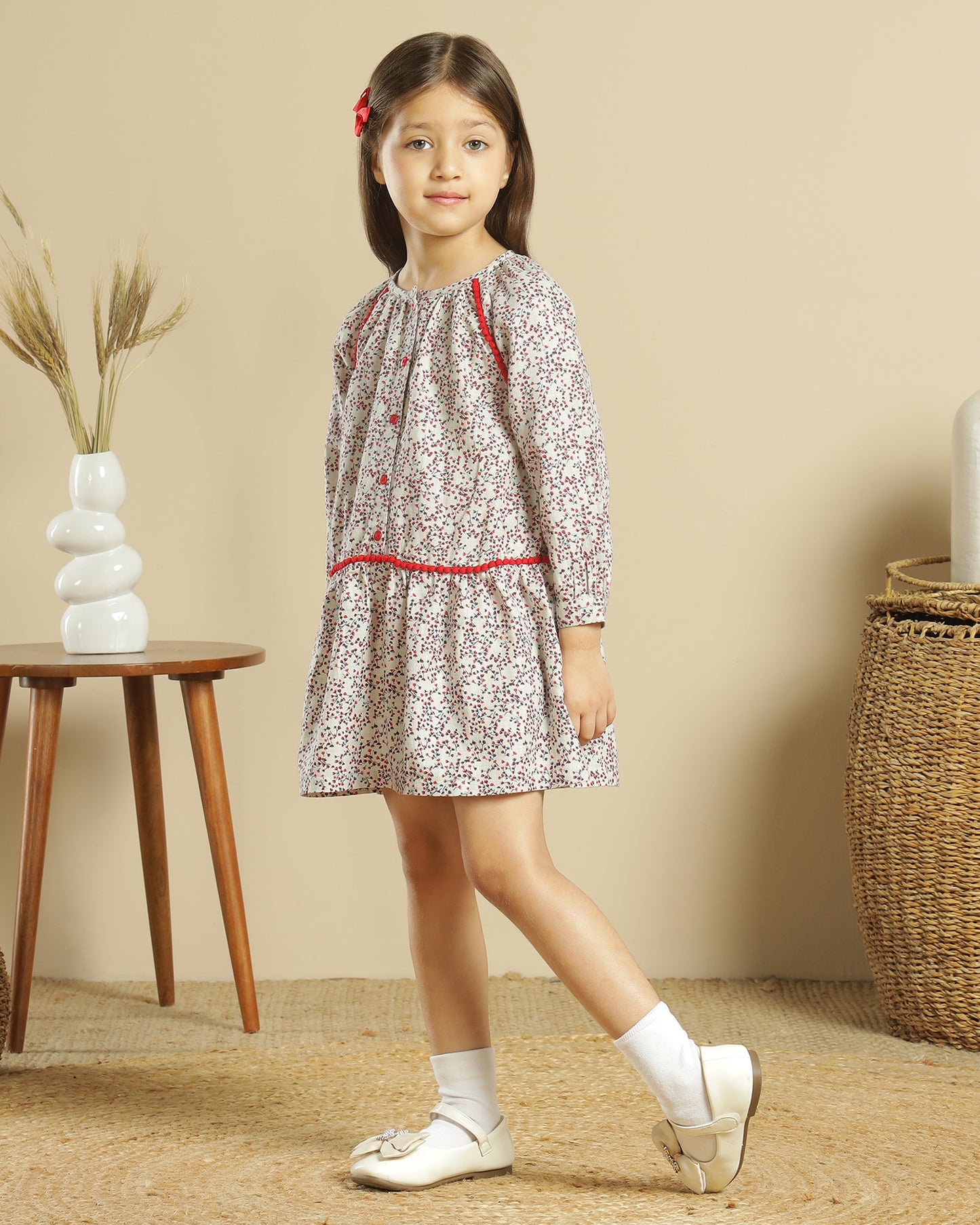 Girls Floral Printed Fit & Flare Dress