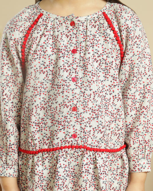 Girls Floral Printed Fit & Flare Dress