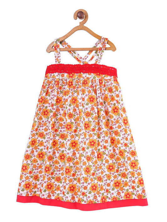 Girls Floral Printed Fit & Flare Dress