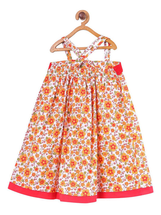 Girls Floral Printed Fit & Flare Dress