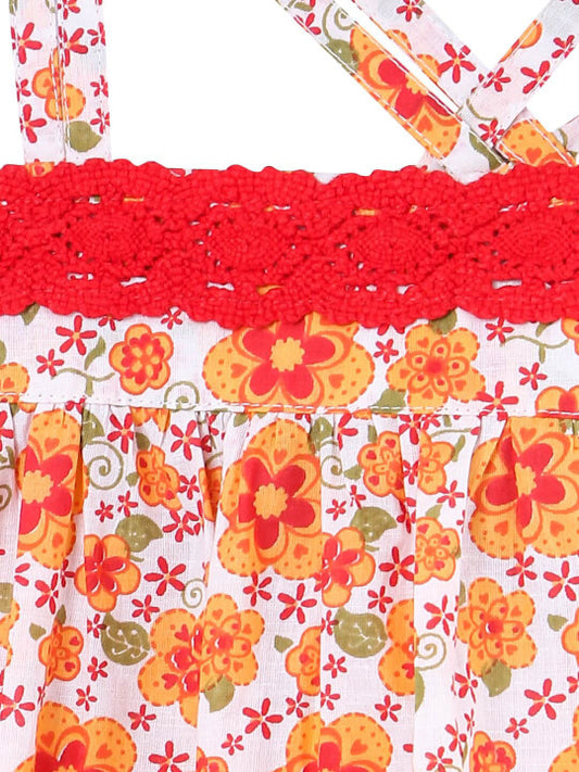 Girls Floral Printed Fit & Flare Dress