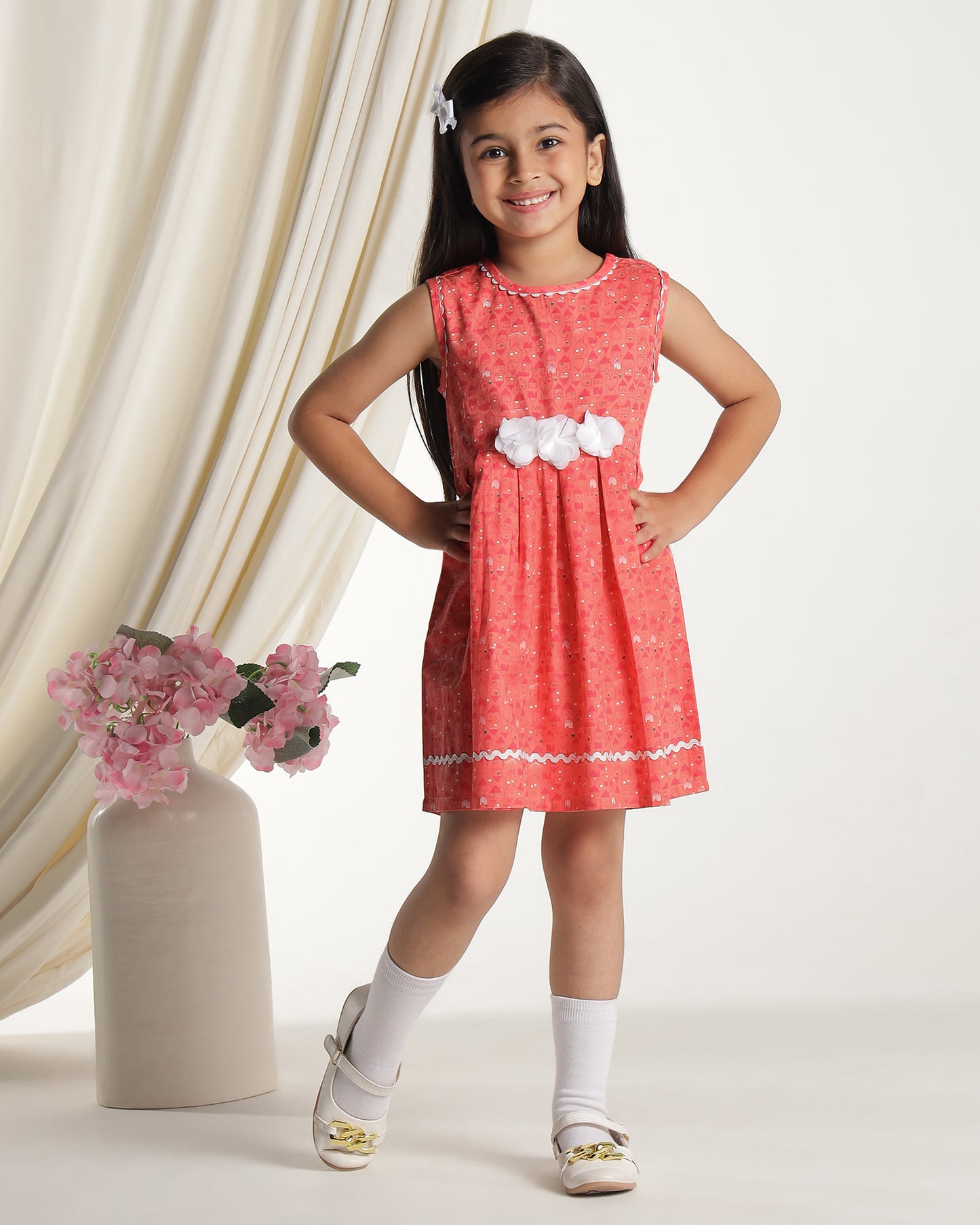 Girls Printed Fit & Flare Dress