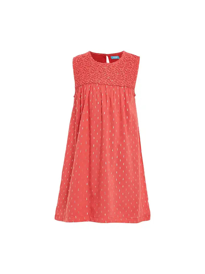 Girls Coral Embellished Fit & Flare Dress