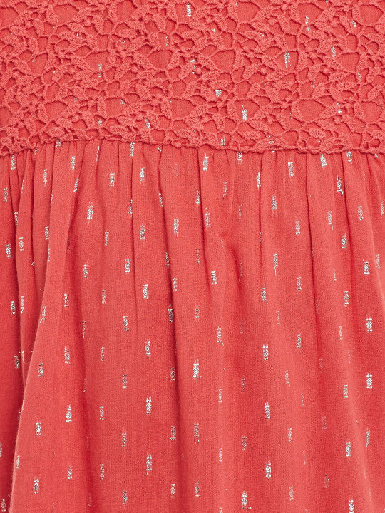 Girls Coral Embellished Fit & Flare Dress