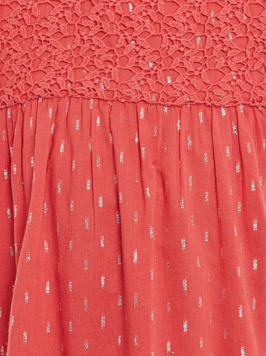 Girls Coral Embellished Fit & Flare Dress