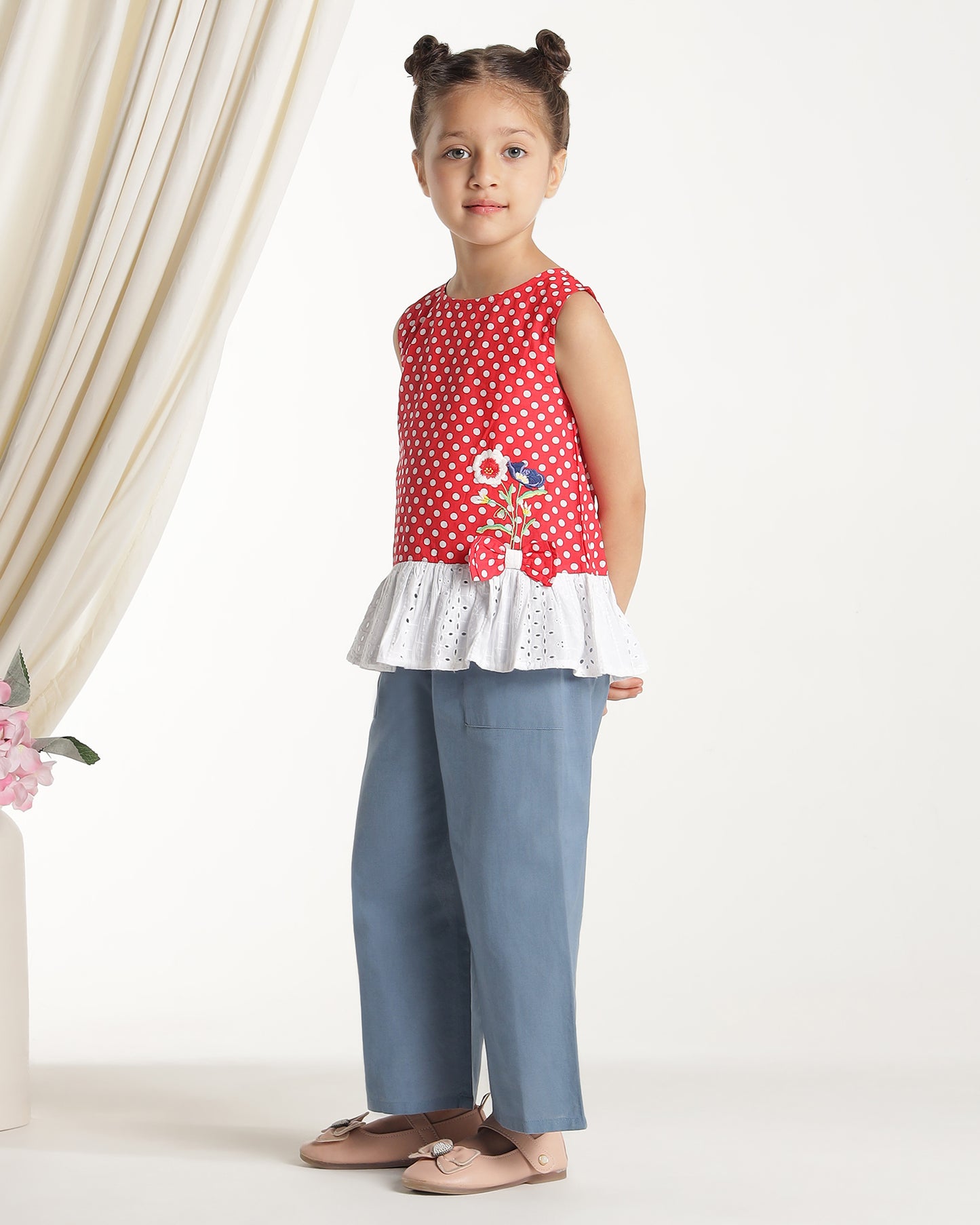 Girls Solid Wide Leg Pants