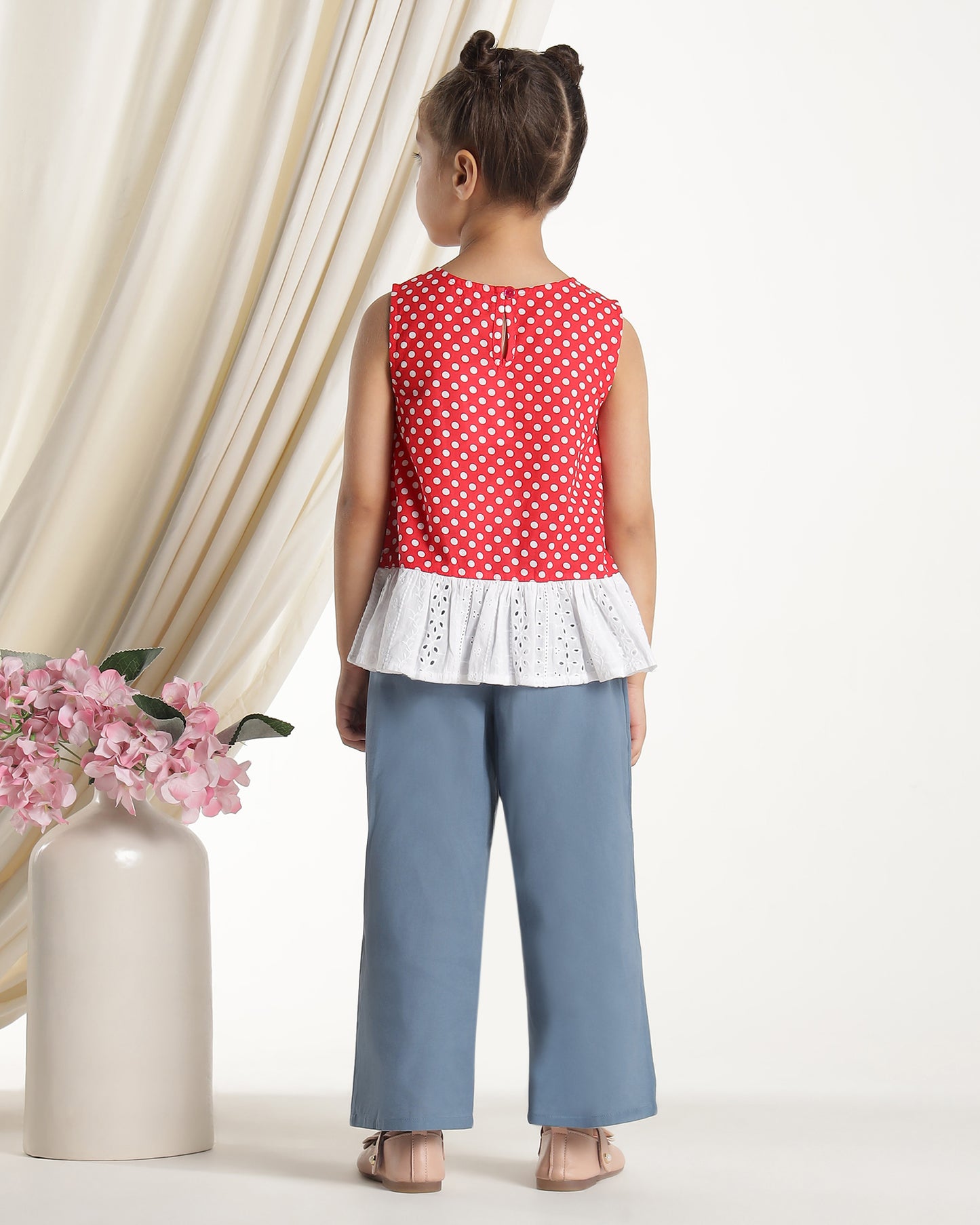 Girls Solid Wide Leg Pants