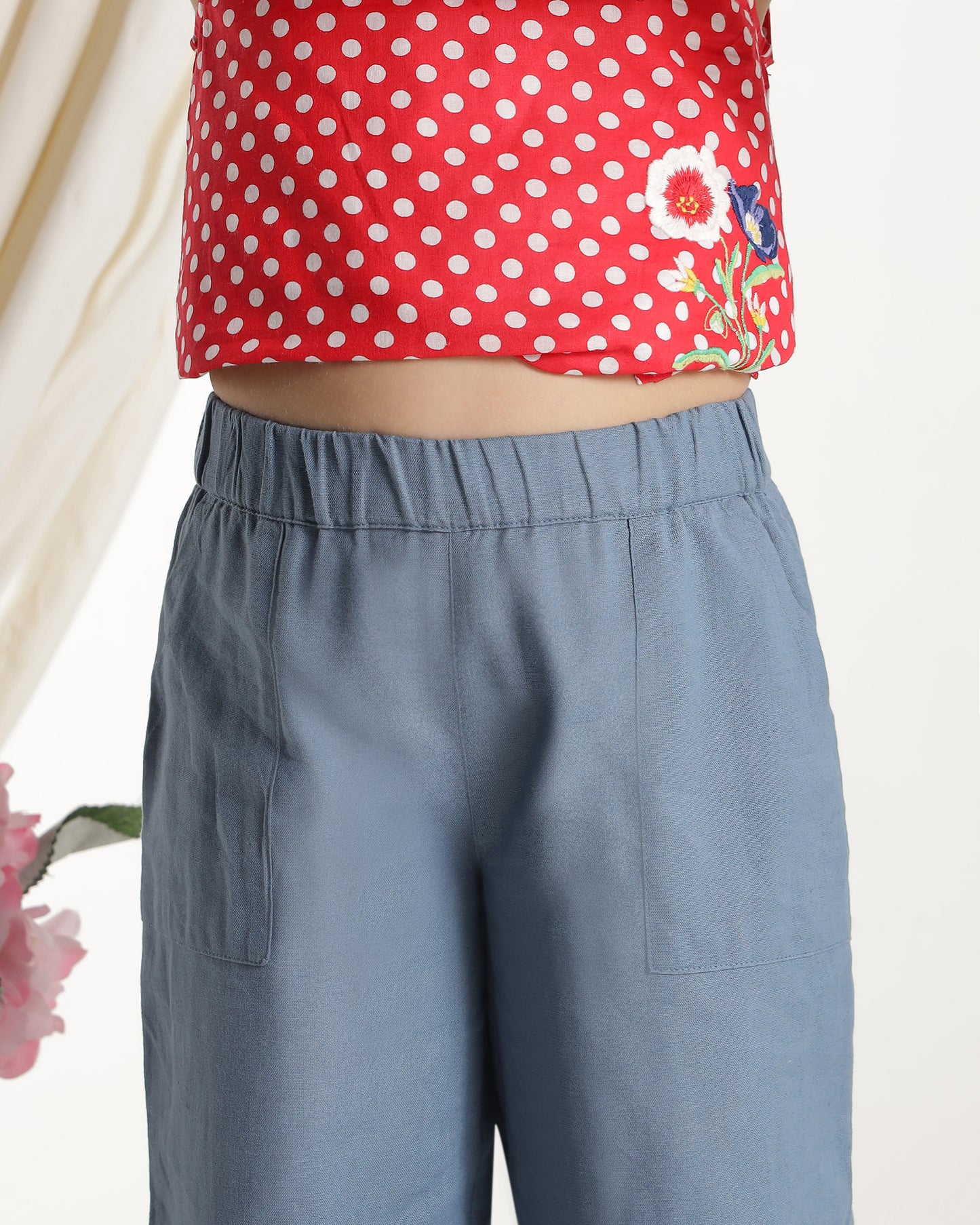 Girls Solid Wide Leg Pants