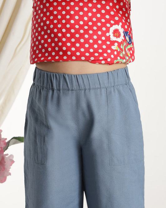 Girls Solid Wide Leg Pants