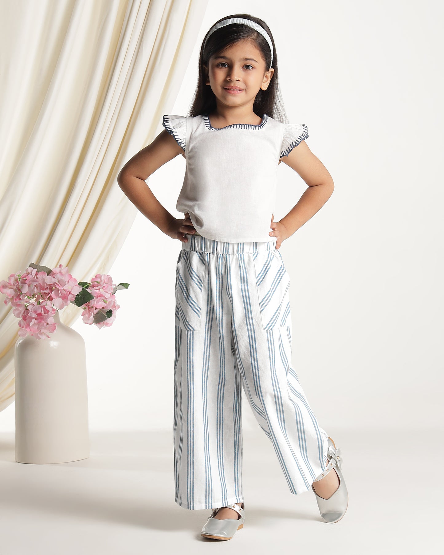 Girls Striped Wide Leg Pants