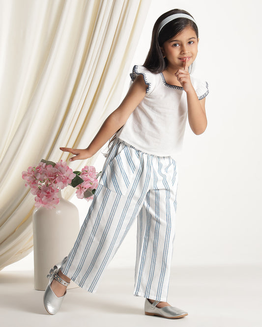 Girls Striped Wide Leg Pants