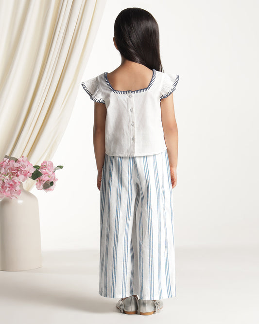 Girls Striped Wide Leg Pants