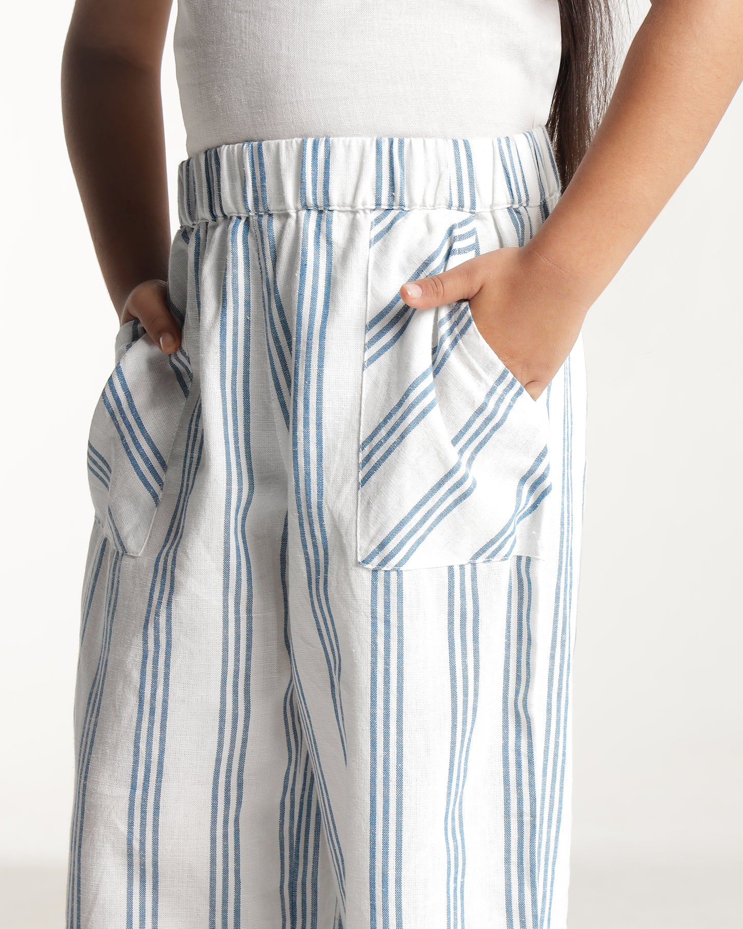 Girls Striped Wide Leg Pants