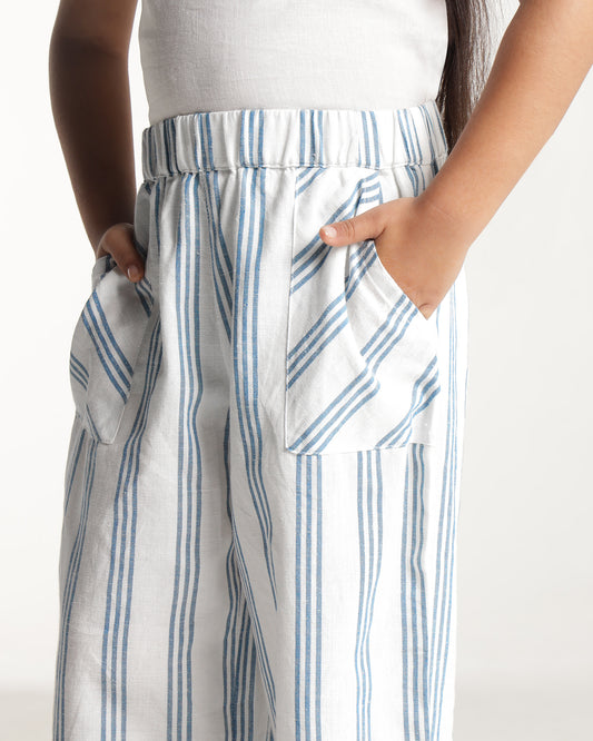Girls Striped Wide Leg Pants