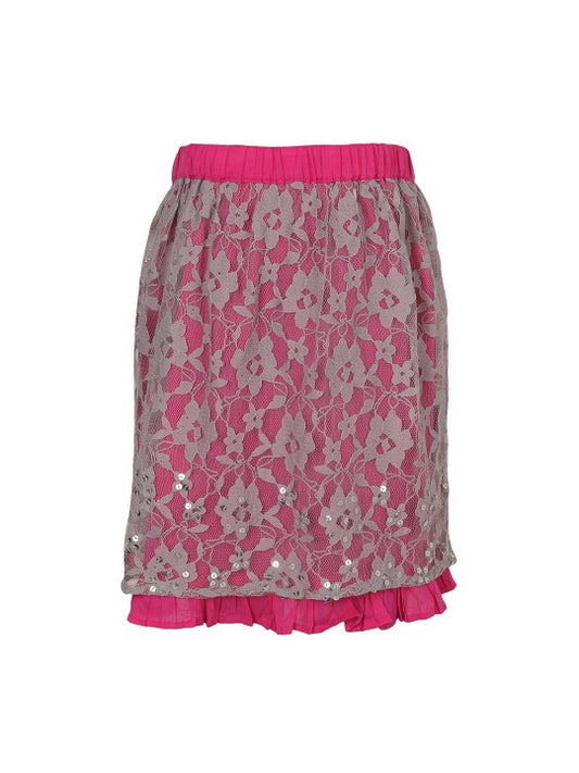 Girls Floral Lace Flared Party Skirt