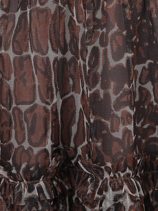 Girls Animal Print Layered Ruffle Mini Skirt