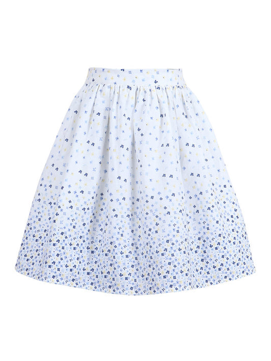 Girls Floral Printed Flared Casual Mini Skirt