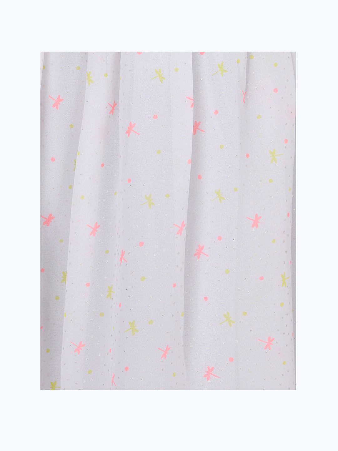 Girls Printed Flared Skirt with Floral  Detail