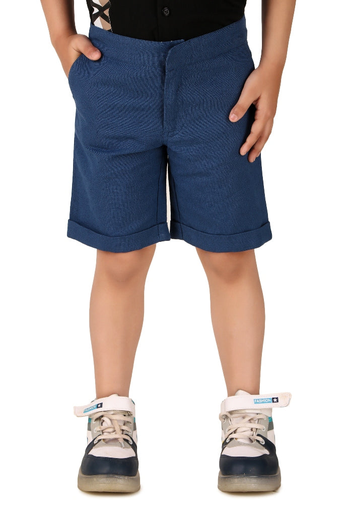 Boys Blue Casual Cotton Blend Shorts
