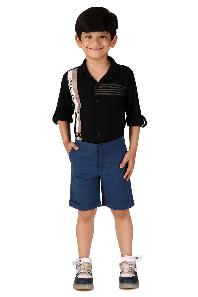 Boys Blue Casual Cotton Blend Shorts