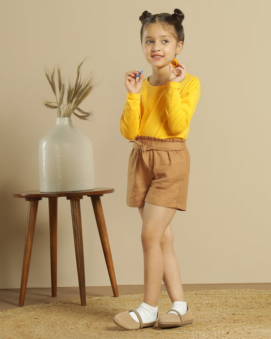 Girls Brown Casual Shorts