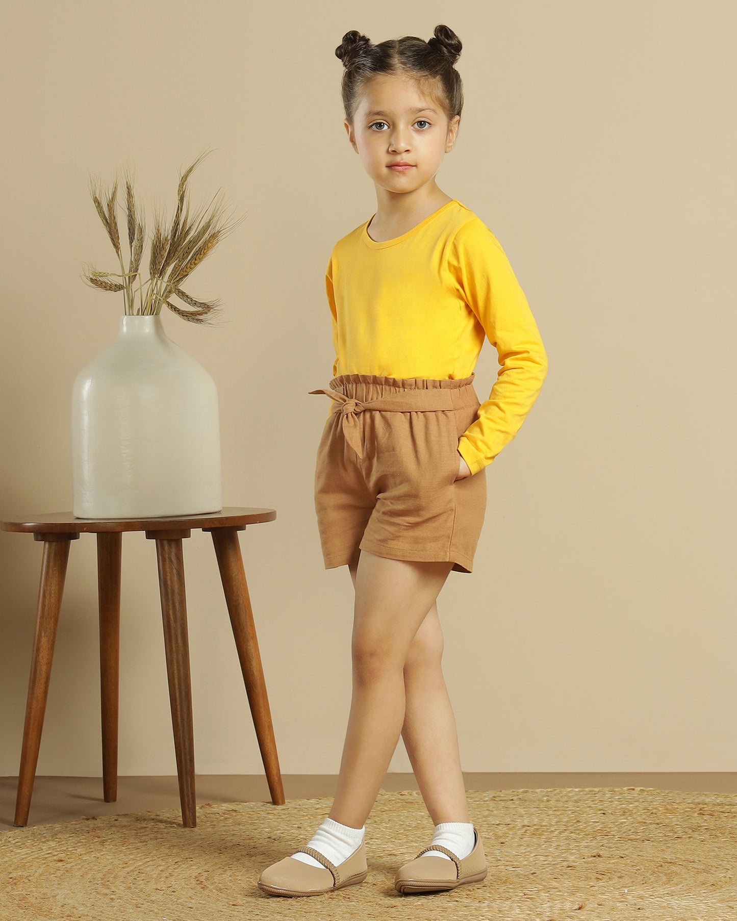 Girls Brown Casual Shorts