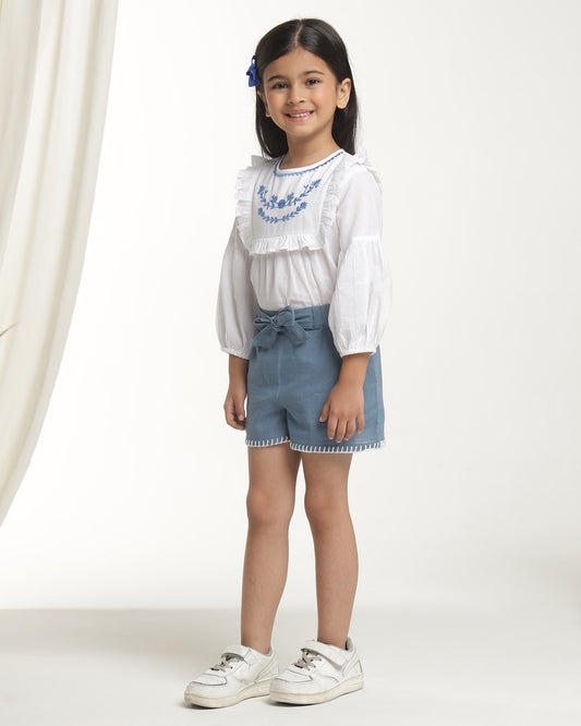 Girls Blue Casual Shorts