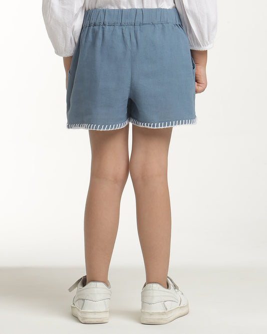 Girls Blue Casual Shorts