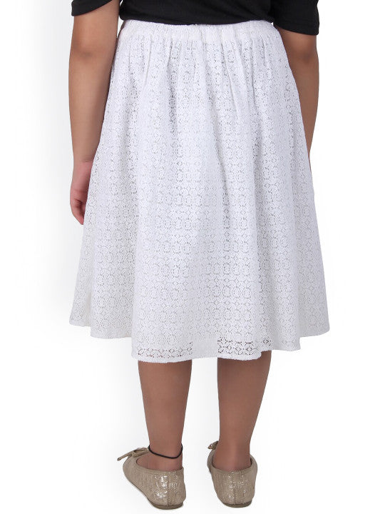 Girls Lace Flared Midi Skirt
